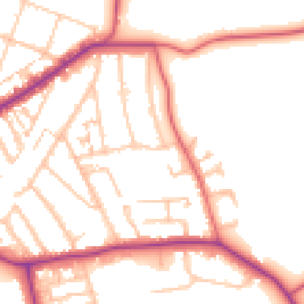 Daytime road noise heatmap for E4 6BY