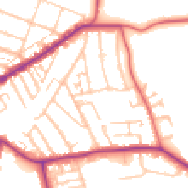 Daytime road noise heatmap for E4 6BZ