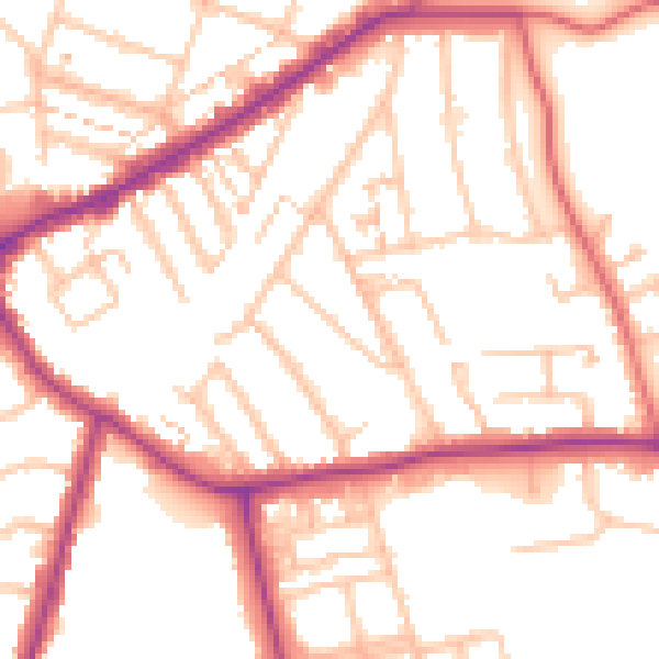 Daytime road noise heatmap for E4 6DG