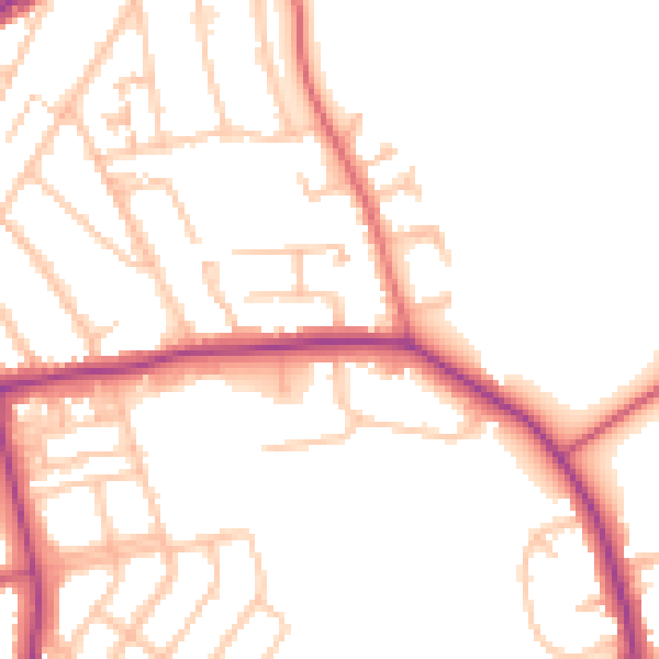 Daytime road noise heatmap for E4 6DW