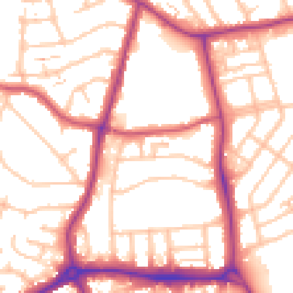 Daytime road noise heatmap for E4 6JN