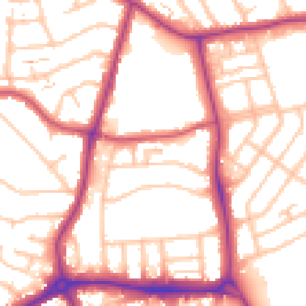 Daytime road noise heatmap for E4 6JU