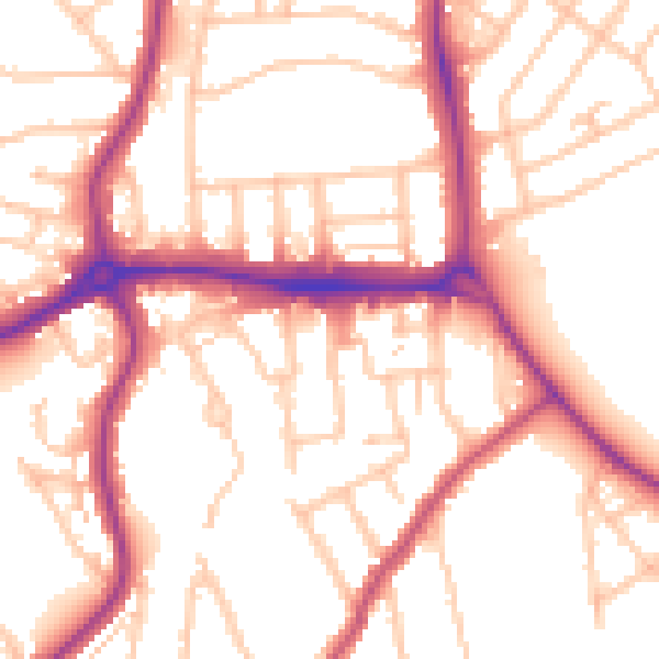 Daytime road noise heatmap for E4 6NE