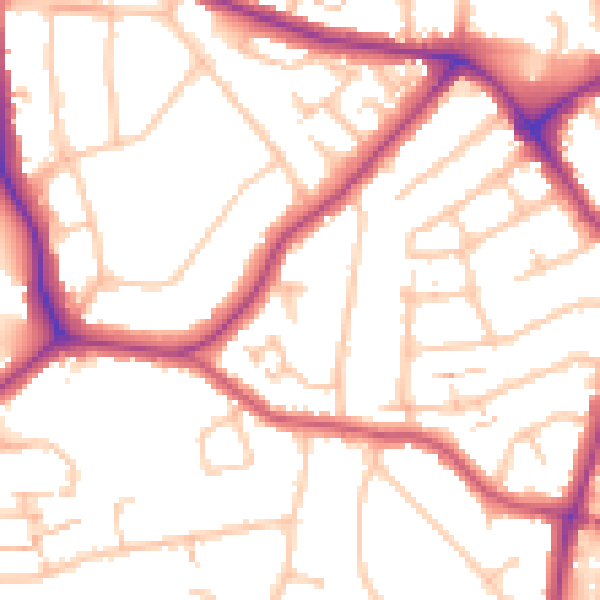 Daytime road noise heatmap for E4 6QT