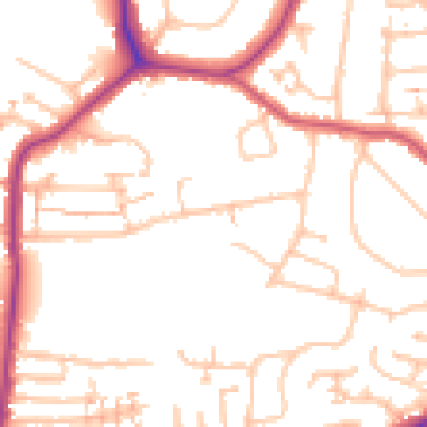 Daytime road noise heatmap for E4 6RJ