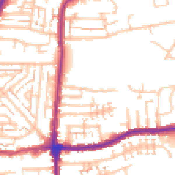 Daytime road noise heatmap for E4 6TD