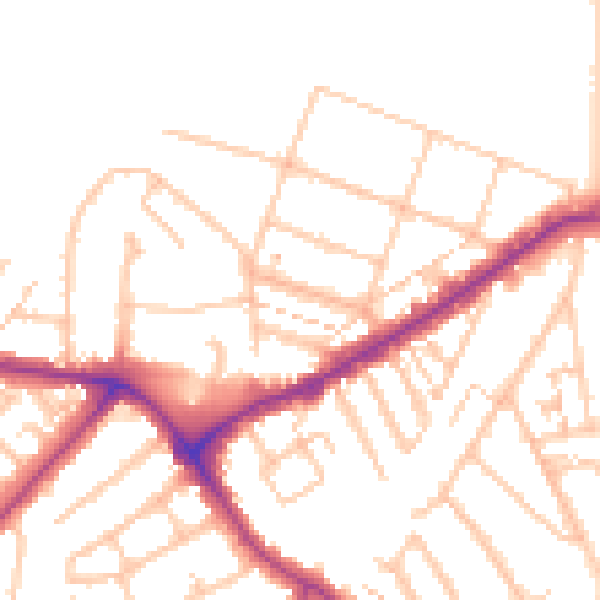 Daytime road noise heatmap for E4 7DP
