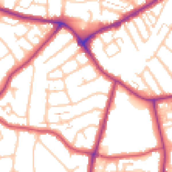 Daytime road noise heatmap for E4 7HL