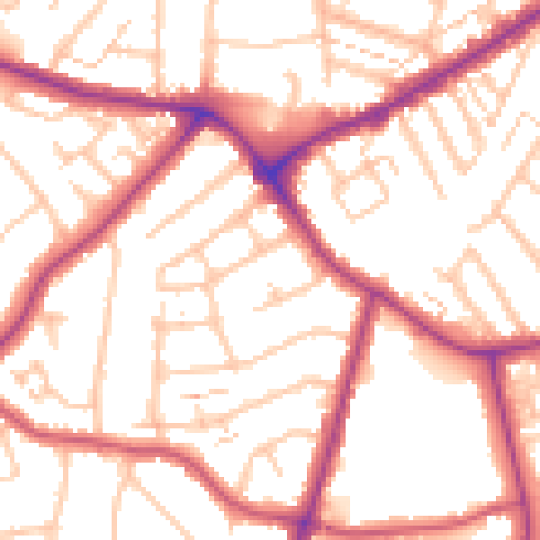 Daytime road noise heatmap for E4 7HN