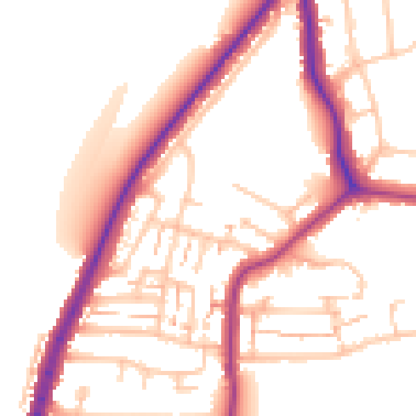 Daytime road noise heatmap for E4 7SW