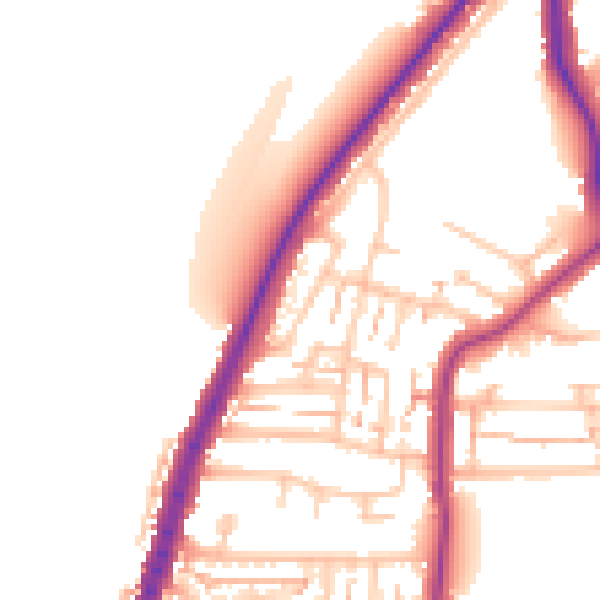 Daytime road noise heatmap for E4 8AN