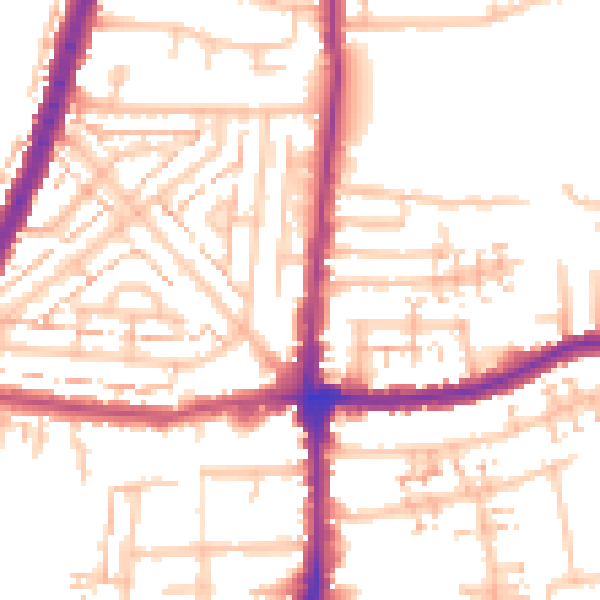 Daytime road noise heatmap for E4 8DB