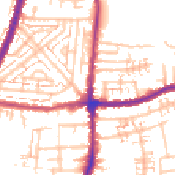 Daytime road noise heatmap for E4 8DD