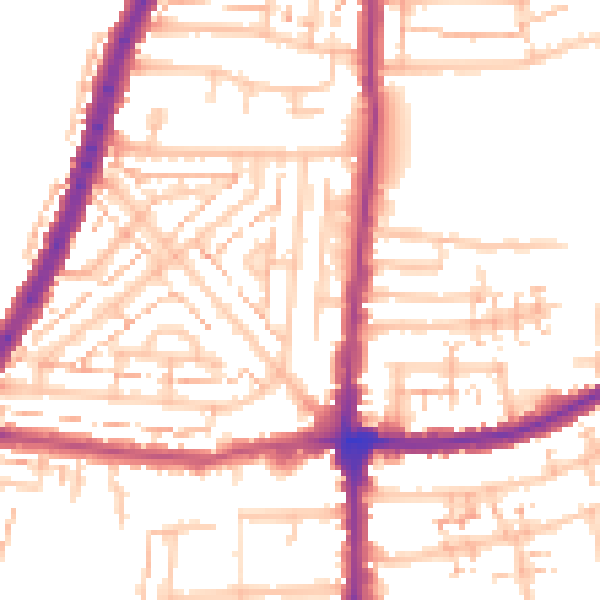Daytime road noise heatmap for E4 8DW