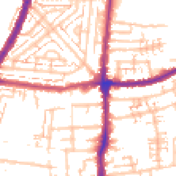 Daytime road noise heatmap for E4 8HH
