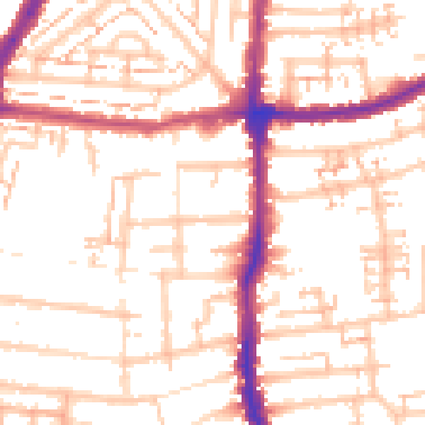 Daytime road noise heatmap for E4 8JT