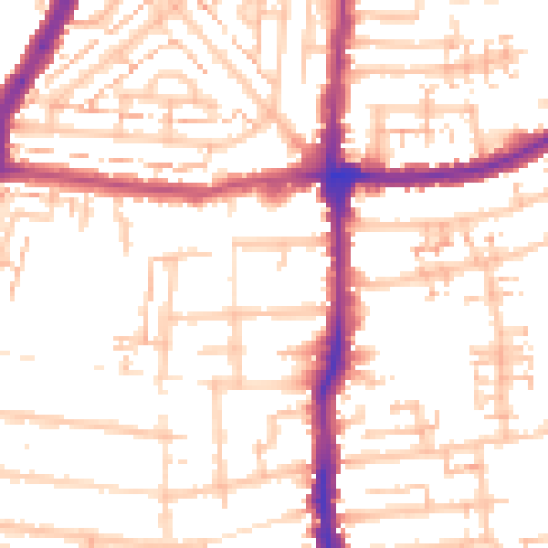 Daytime road noise heatmap for E4 8LQ