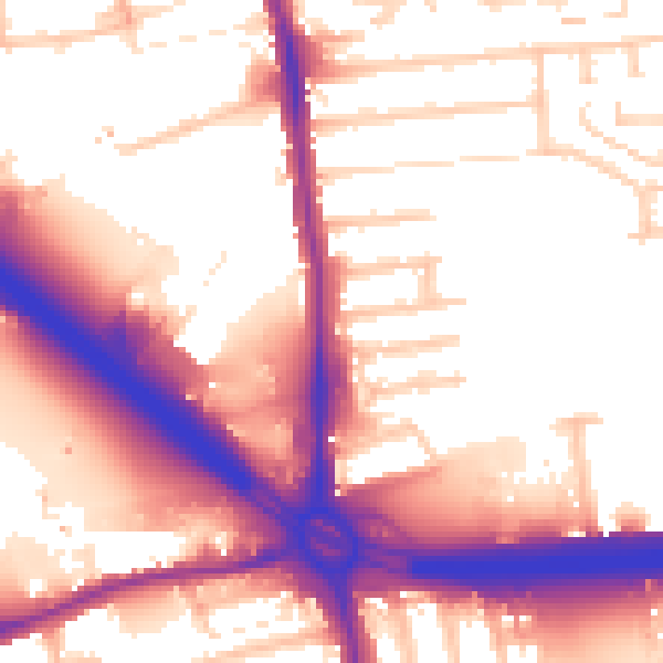 Daytime road noise heatmap for E4 8SH