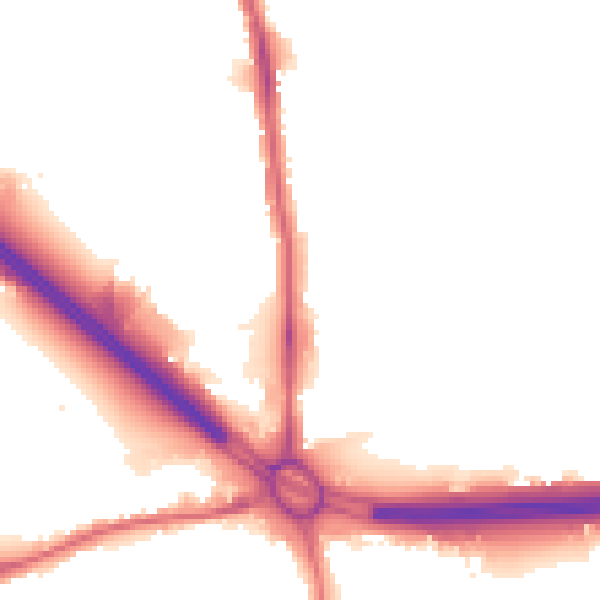 Night-time road noise heatmap for E4 8SH