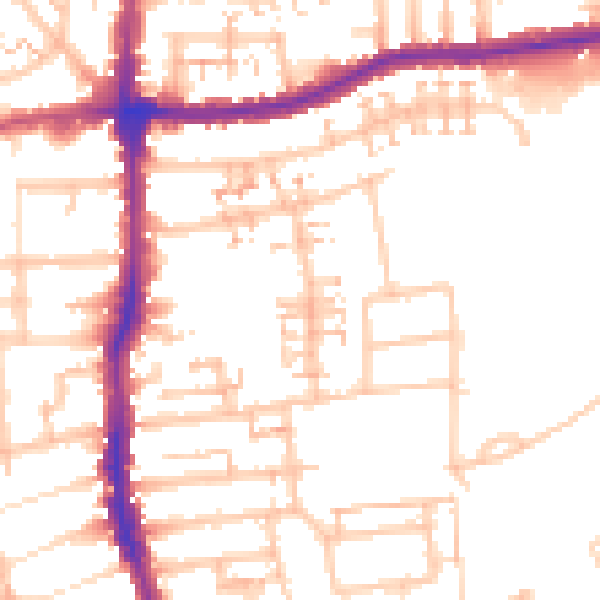 Daytime road noise heatmap for E4 9BL