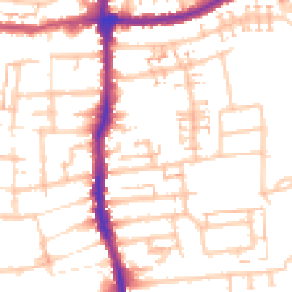 Daytime road noise heatmap for E4 9DA