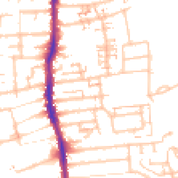 Daytime road noise heatmap for E4 9DB