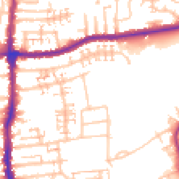 Daytime road noise heatmap for E4 9DX