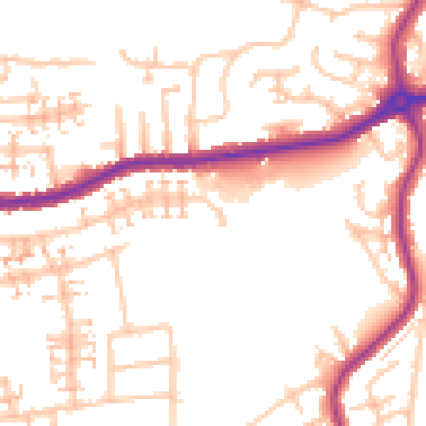 Daytime road noise heatmap for E4 9HG