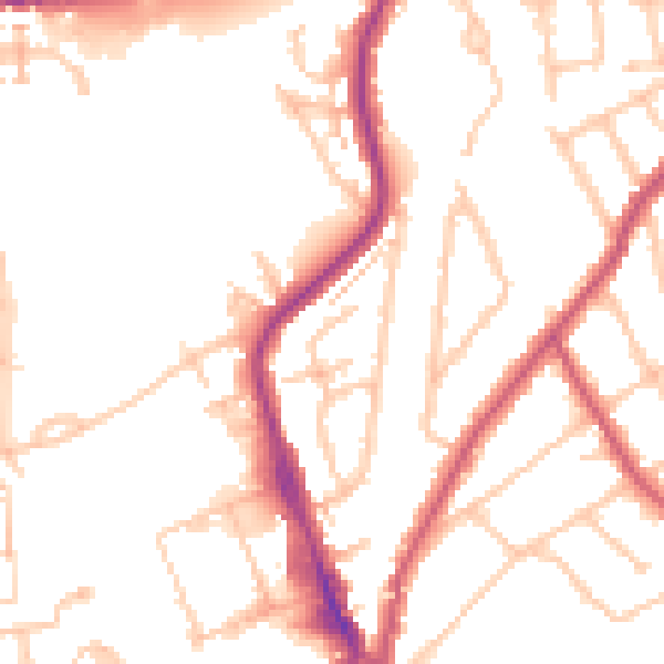 Daytime road noise heatmap for E4 9HS