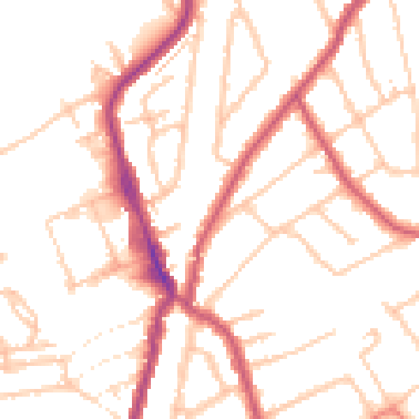 Daytime road noise heatmap for E4 9LB