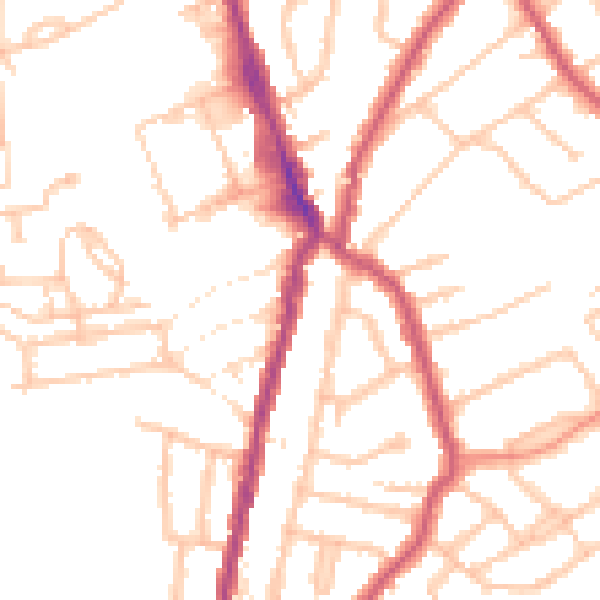 Daytime road noise heatmap for E4 9LH