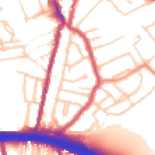 Daytime road noise heatmap for E4 9NW