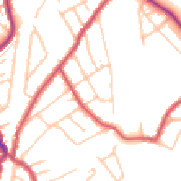Daytime road noise heatmap for E4 9RN