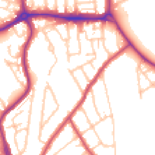 Daytime road noise heatmap for E4 9SA