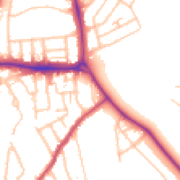 Daytime road noise heatmap for E4 9SG