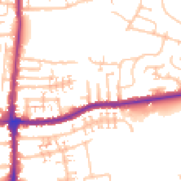 Daytime road noise heatmap for E4 9TD