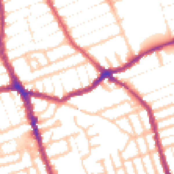 Daytime road noise heatmap for E6 1AA