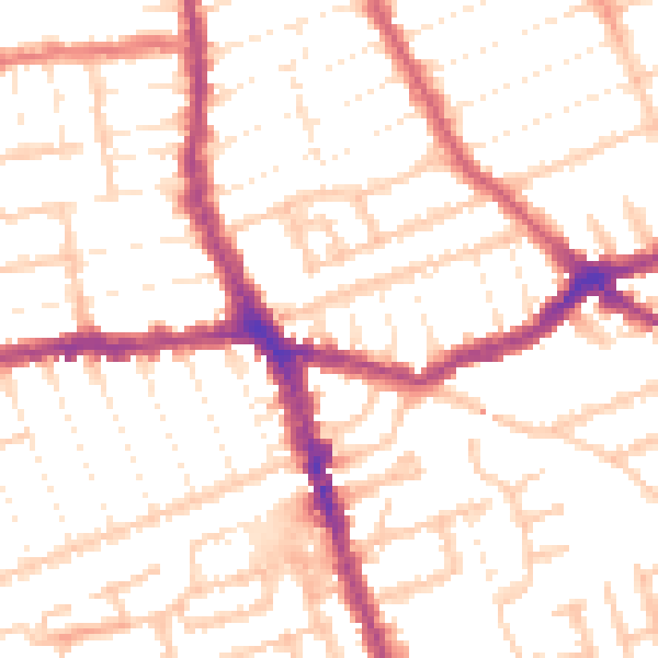 Daytime road noise heatmap for E6 1AJ