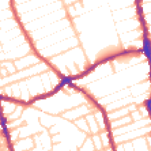 Daytime road noise heatmap for E6 1BX