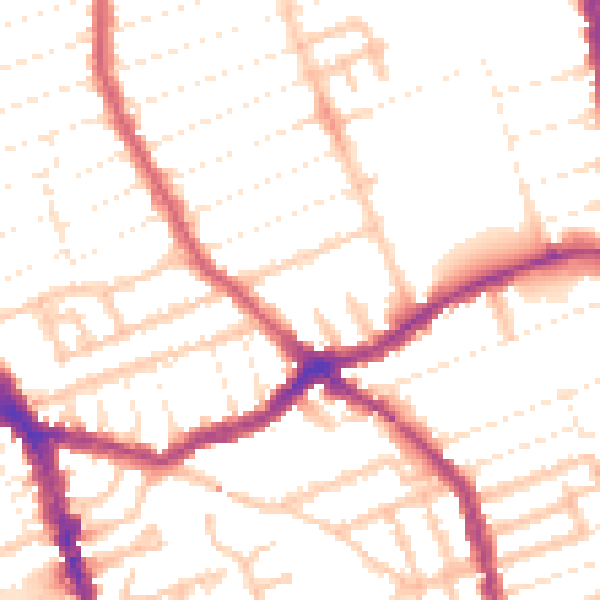Daytime road noise heatmap for E6 1DD