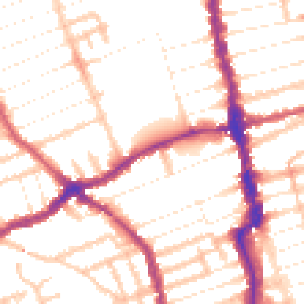 Daytime road noise heatmap for E6 1DQ