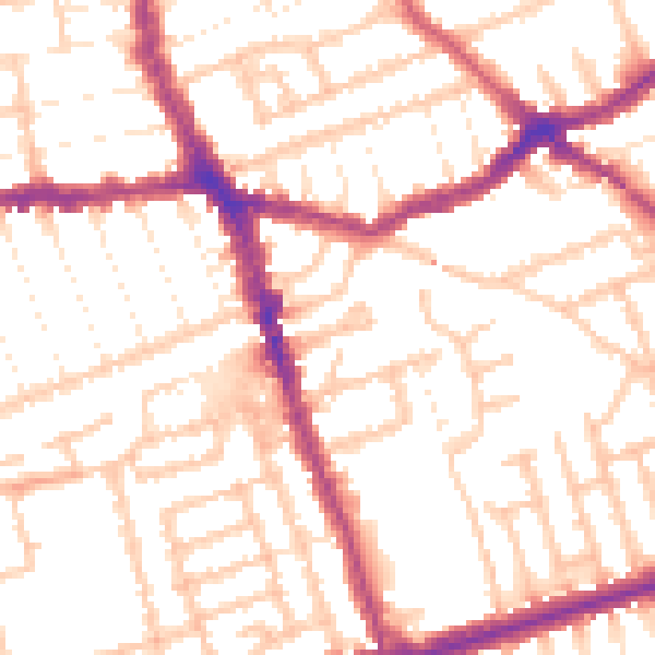Daytime road noise heatmap for E6 1DY