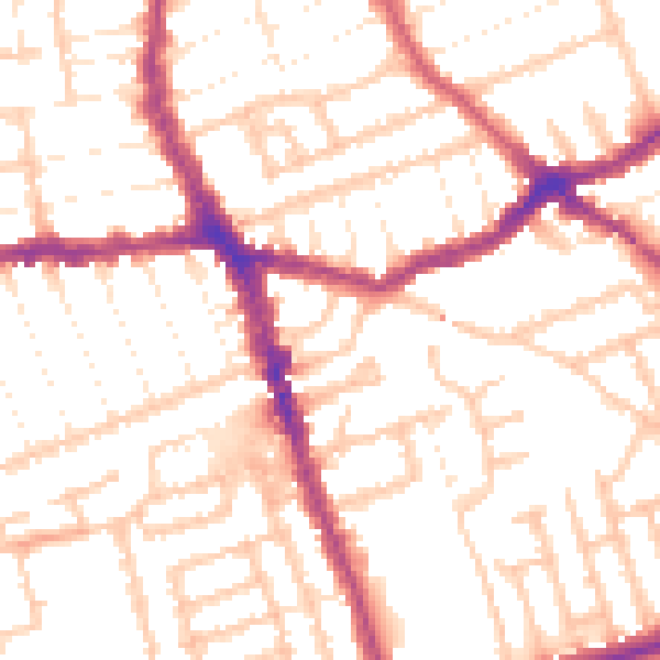 Daytime road noise heatmap for E6 1EB