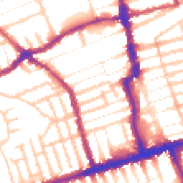 Daytime road noise heatmap for E6 1JP