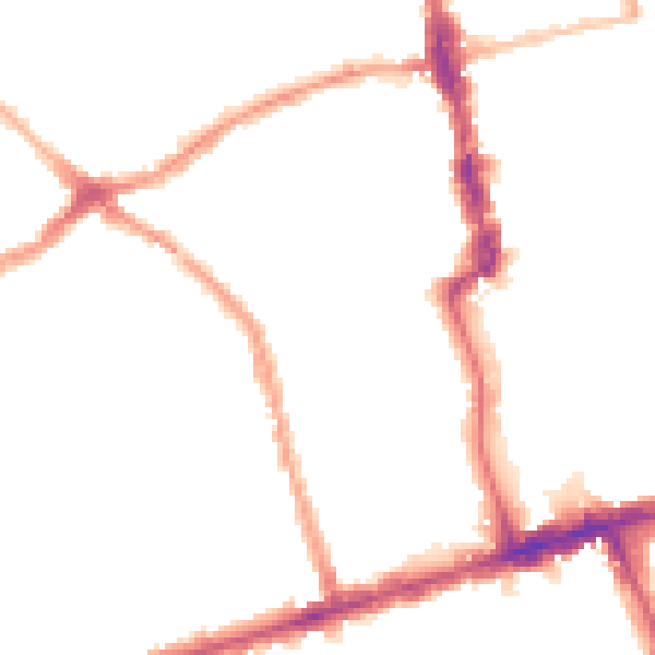 Night-time road noise heatmap for E6 1JP
