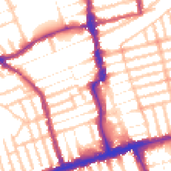 Daytime road noise heatmap for E6 1JS