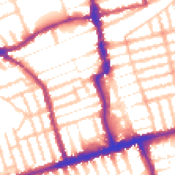 Daytime road noise heatmap for E6 1JT
