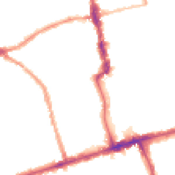Night-time road noise heatmap for E6 1JT