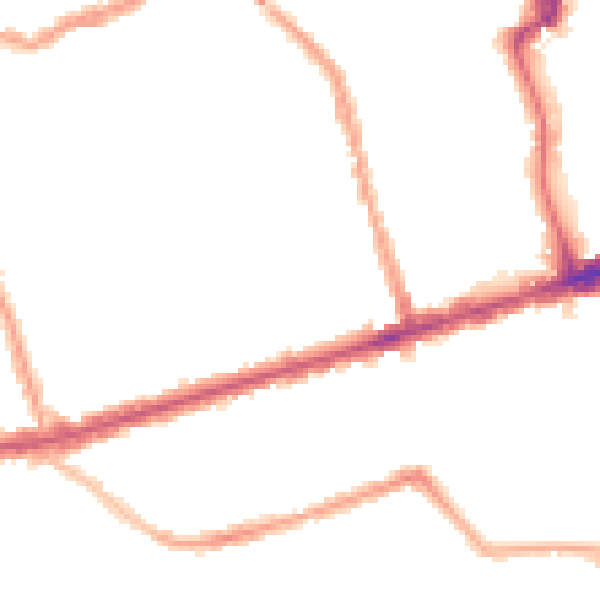 Night-time road noise heatmap for E6 1LE