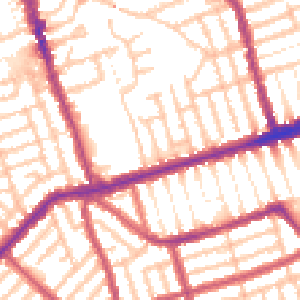 Daytime road noise heatmap for E6 1QD